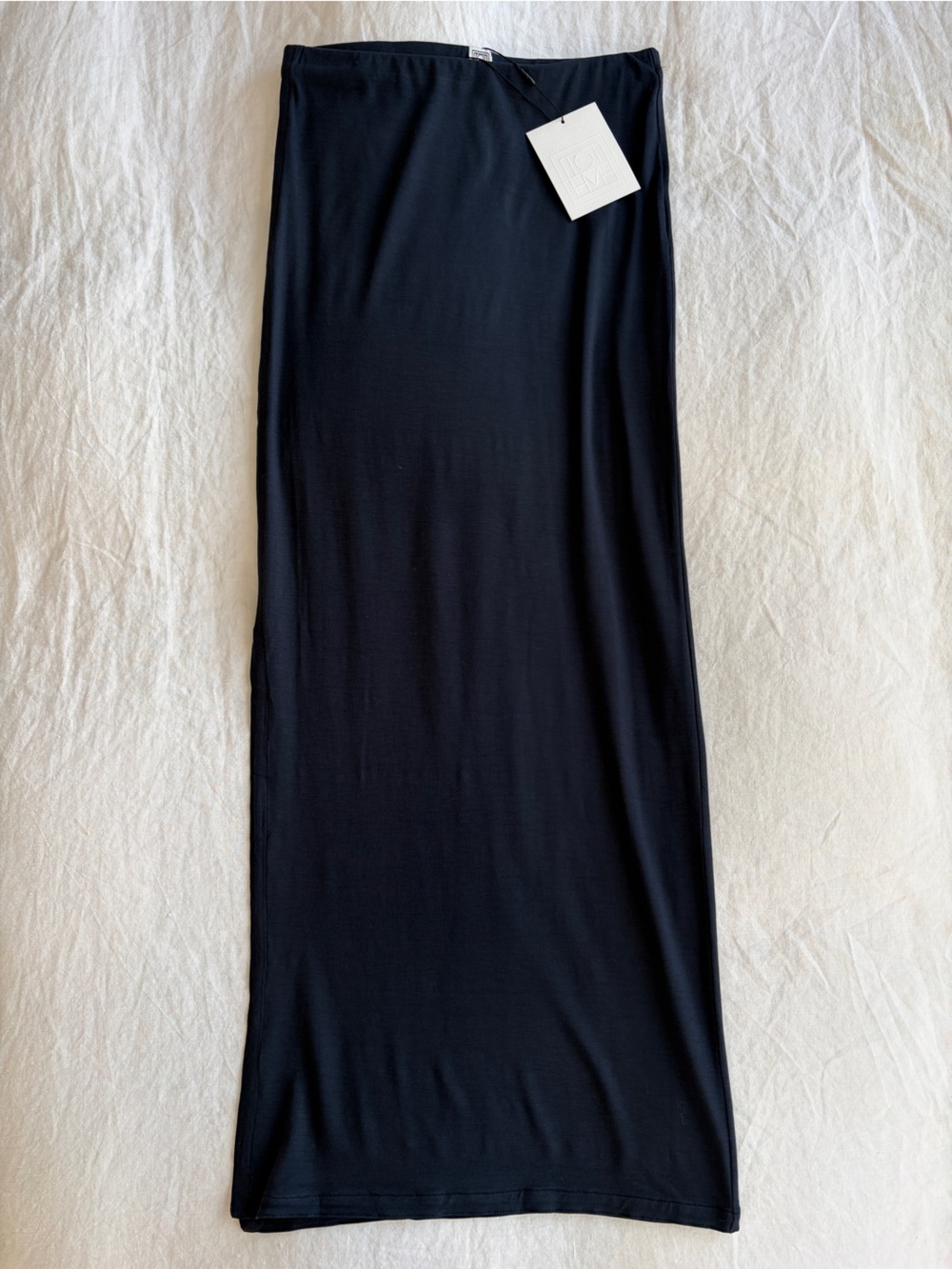 NWT Toteme Jersey Midi Maxi Slit Pencil Column Skirt Navy Blue